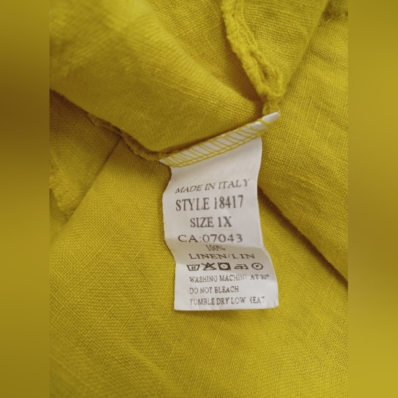 Serena Giorgi 100% Linen Goldenrod S/S Midi EUC Size XL - Picture 9 of 9